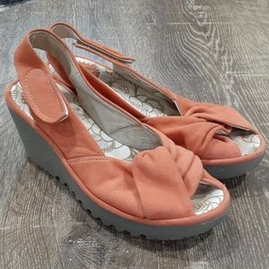 Fly London slingback peep toe wedge size 38